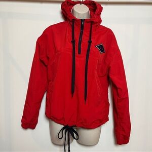 F21 Outdoor Red Hooded Pullover Anorak Windbreaker Jacket